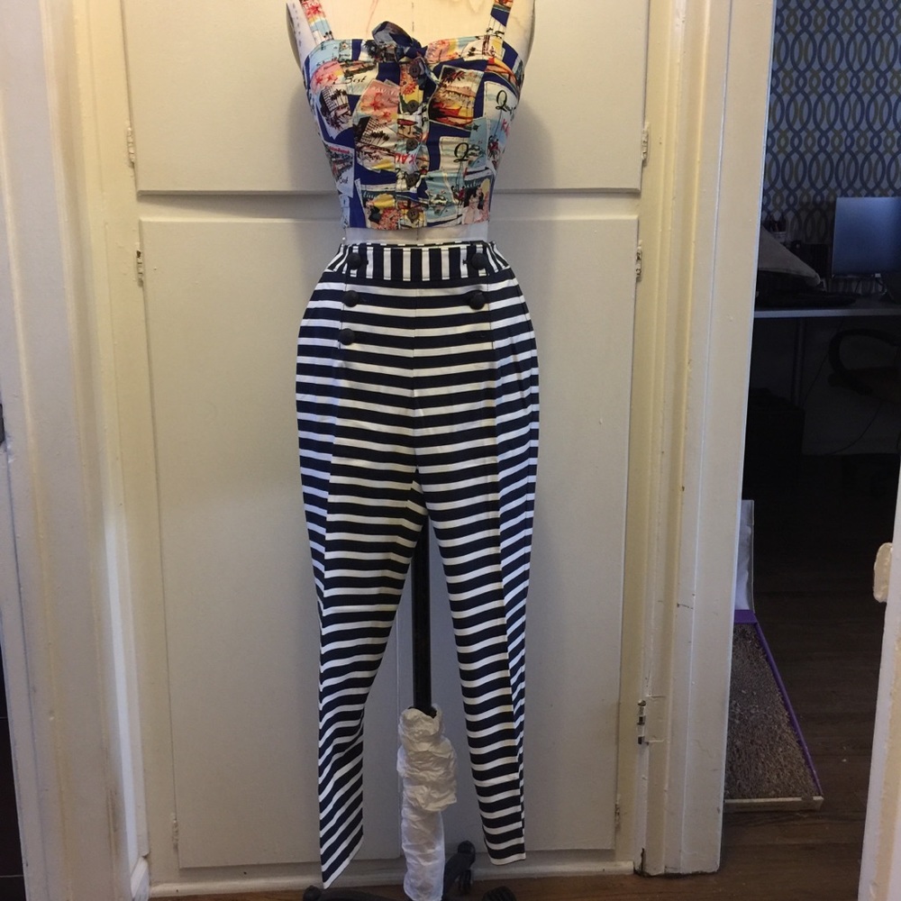 Express pants nautical stripe cropped ankle  00
